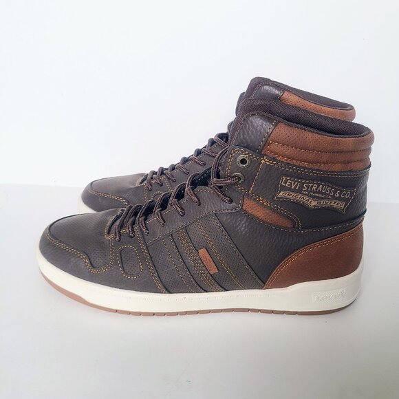 Levi's Levi Strauss 520 BB Hi Brown Leather High Top Sneakers Size 9 - Picture 6 of 12